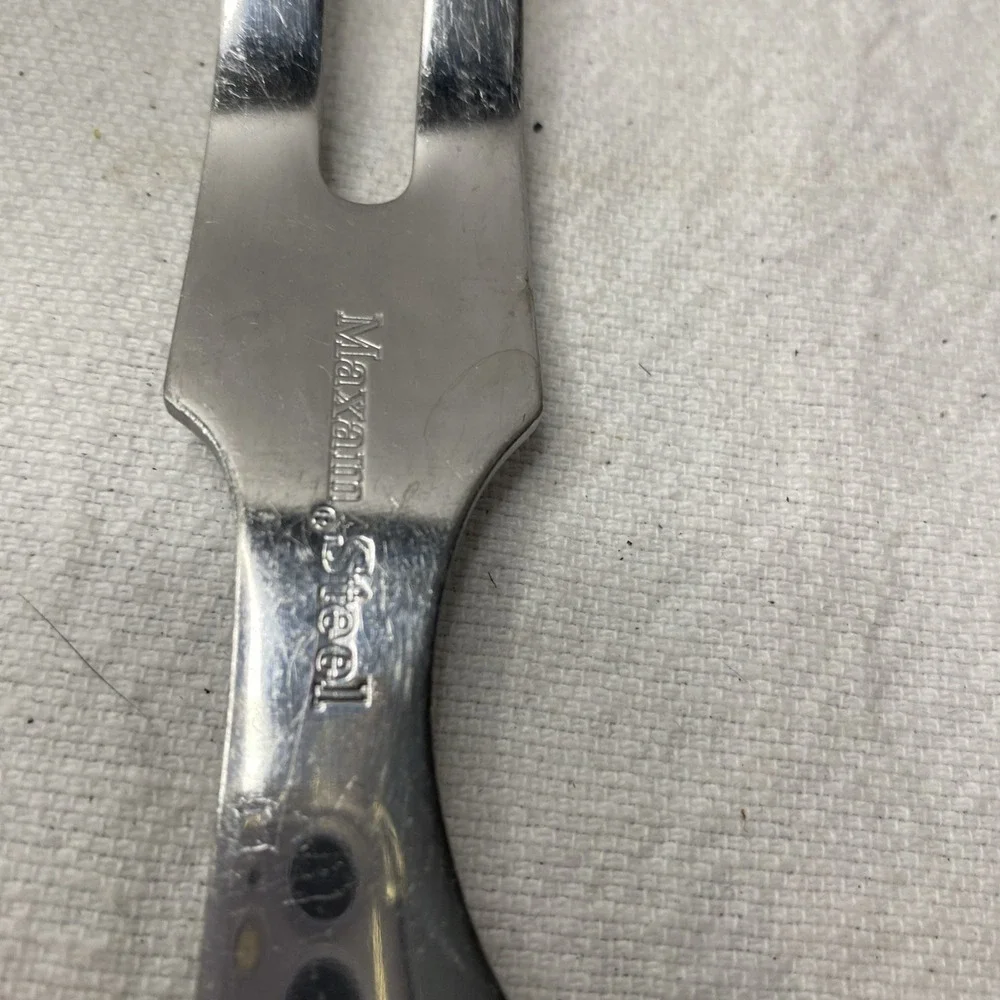 Vintage Maxam Stainless Steel 2 Prong Meat Serving Fork Wood Handle Japan 11